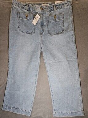 NWT-LOFT Palmer Wide Leg High Rise Jeans 32/14 Light Wash